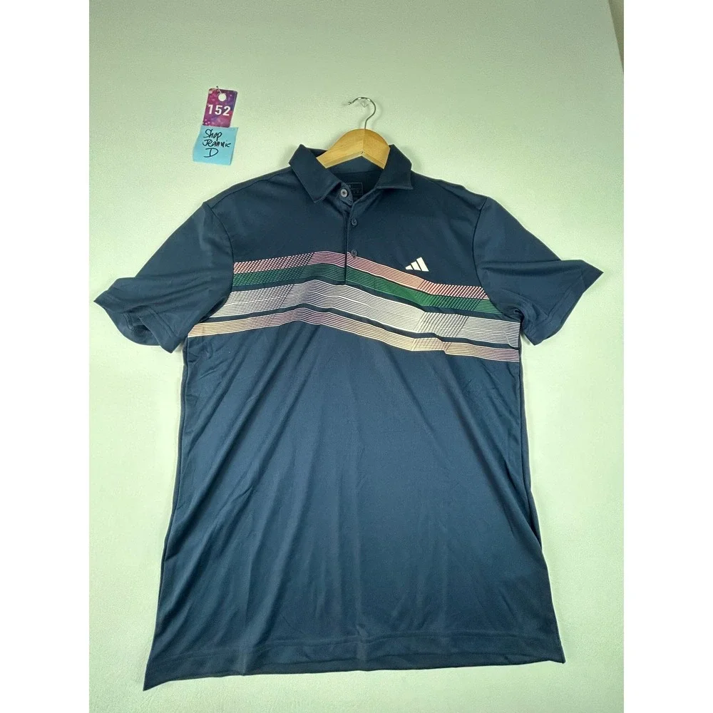 Adidas Golf Core Chest Stripe Polo Shirt Medium Navy Performance Golf NWT